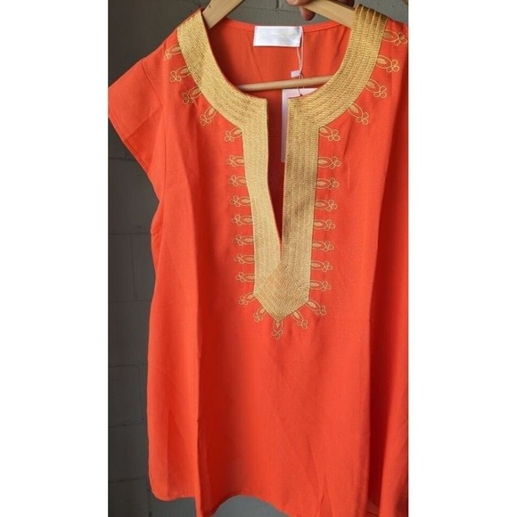 NWT Womens Deep V Neck Size M‎ Short Boutique Sleeve Shreya  Blouse Lq - Picture 16 of 16